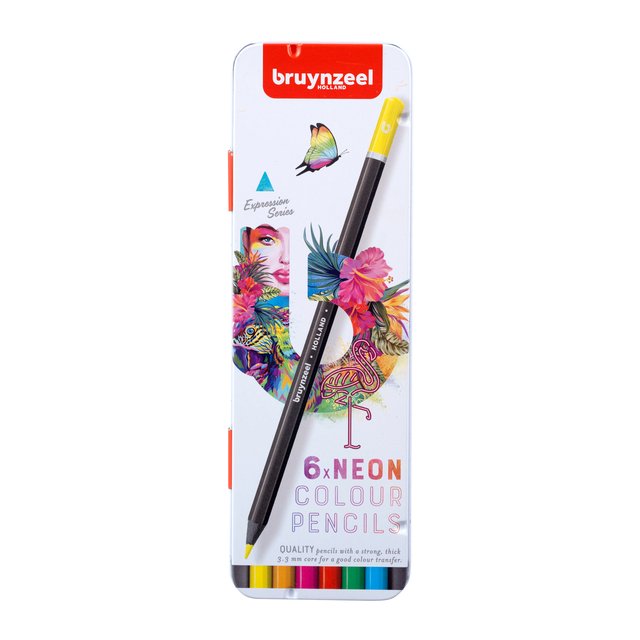 Crayon de couleur Bruynzeel néon set 6 pièces