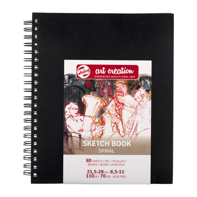 Schetsboek Talens Art Creation 80 vel 110gr 210x280mm spiraal zwart