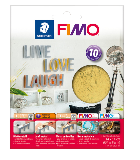 Bladmetaal Fimo 14x14cm 10vel goud