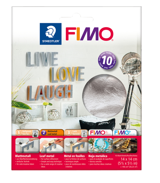 Bladmetaal Fimo 14x14cm 10vel zilver