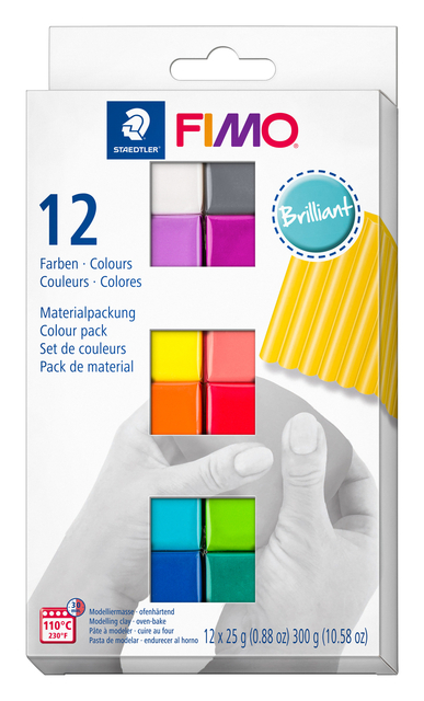 Pâte à modeler Fimo Soft Colour Pack 12 couleurs brillantes