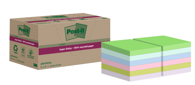 Memoblok Post-it 622 RSS12COL 47,6x47,6mm colour 12 stuks