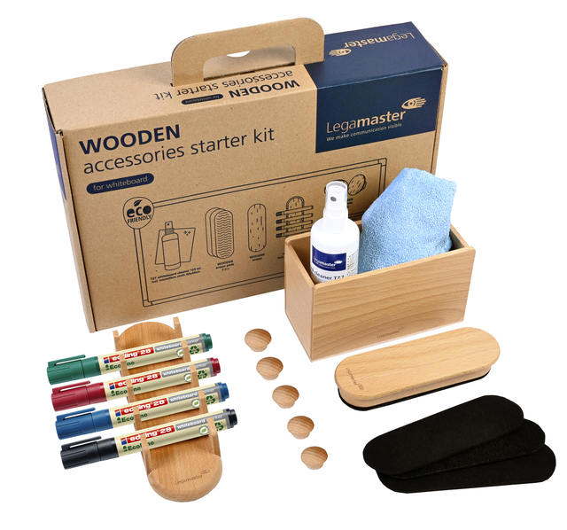 Kit Starter accessoires tableau blanc Legamaster WOODEN 17 pièces