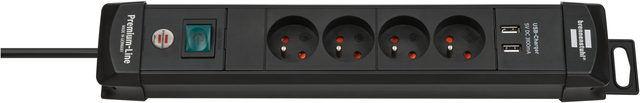 Stekkerdoos Brennenstuhl Premium 4vdig 2 USB H05VV-F 3G1.5 1.8m zw FR/BE