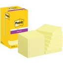 Bloc-mémos Post-it 654 Super Sticky 76x76mm jaune canari 12 pièces