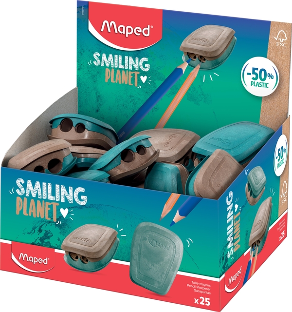 Taille-crayon Maped Smiling Planet 2 trous présentoir 25 pièces