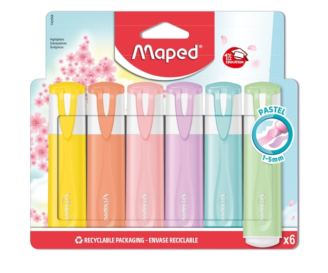 Surligneur Maped set 6 couleurs pastel