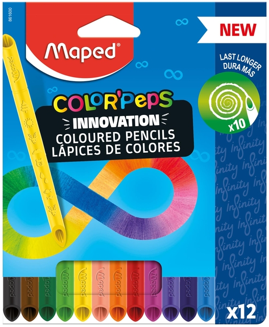 Crayon de couleur Maped Color'Peps Infinity boîte 12 couleurs assorti