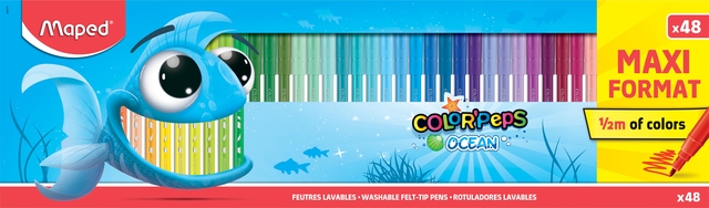 Feutre Maped Color'Peps Ocean boîte 48 couleurs