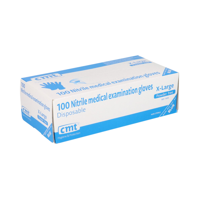 Gant jetable CMT nitrile XL bleu 100 pièces