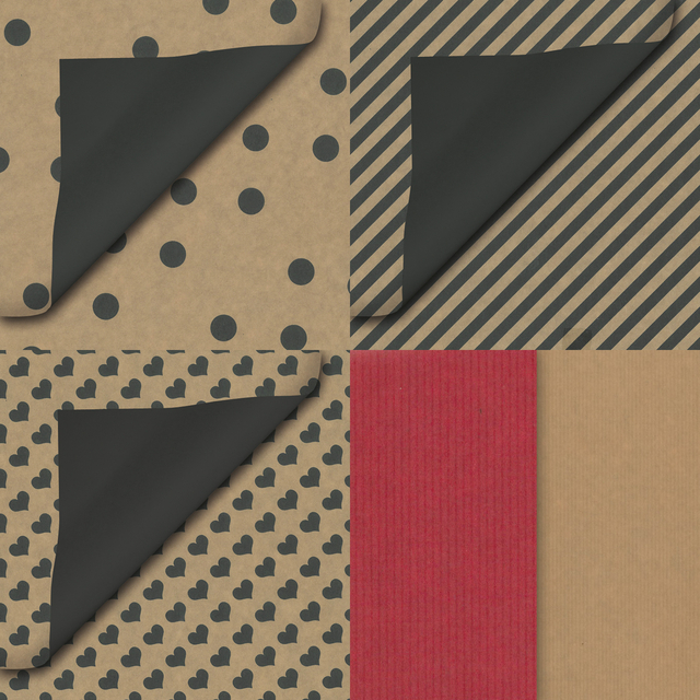 Cadeauzak Special Wrap 12x19cm kraft zwart en wit assorti à 1000 stuks