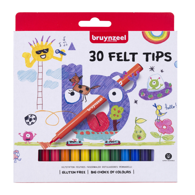 Viltstift Bruynzeel Kids assorti 30 stuks