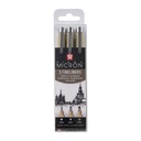Fineliner Sakura Pigma Micron set à 3 schrijfbreedtes breed zwart