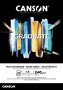 Bloc à dessin Canson Graduate Mixed Media Black paper A3 20 feuilles 240g noir
