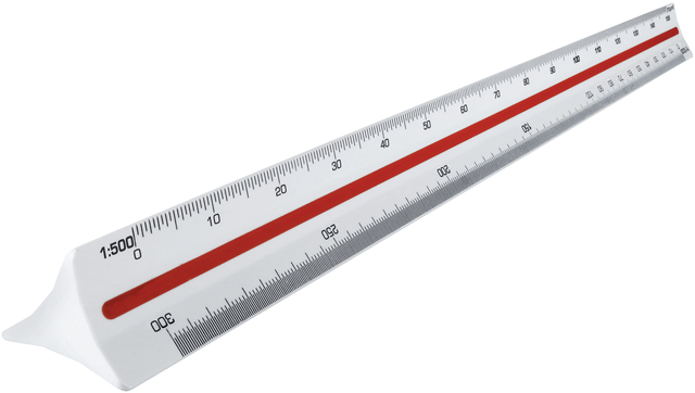 Règle à échelle de réduction Maped triangulaire 1:500/1000/1250/1500/2000/2500