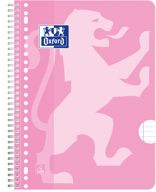 Bloc de cours Oxford School A4+ ligné 23 perf 160 pages 80g rose