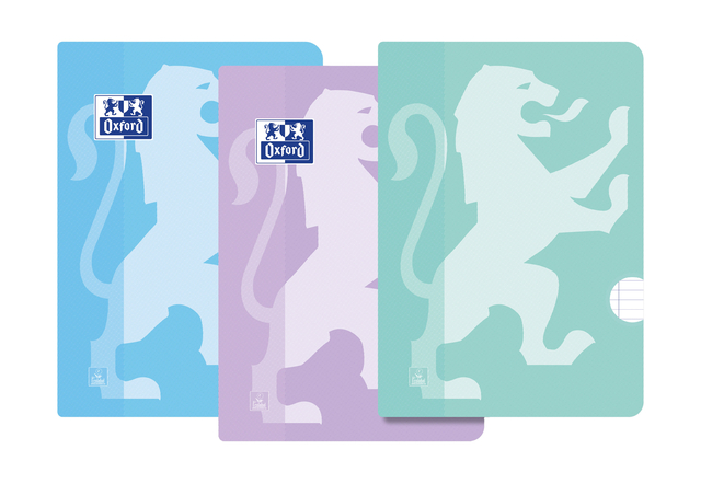 Cahier Oxford School A4 ligné 72 pages 80g pastel assorti 3 pièces