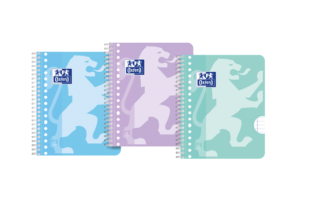 Collegeblok Oxford School A5+ lijn 17-gaats 160 pagina's 80gr pastel assorti 3 stuks