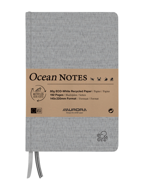 Carnet de notes Aurora ocean A5 192 pages ligné 80g structure lin gris