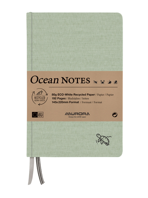 Carnet de notes Aurora Ocean A5 192 pages ligné 80g structure lin vert