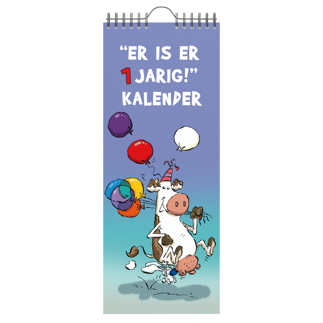 Verjaardagskalender Lannoo Ritstier 130x325 blauw