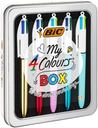 Balpen Bic 4kleuren My Bic medium assorti blik à 5 stuks