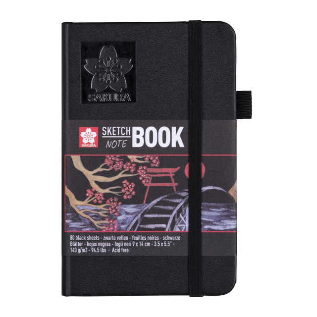 Carnet de croquis Sakura 90x140mm 140g 80 feuilles noires noir