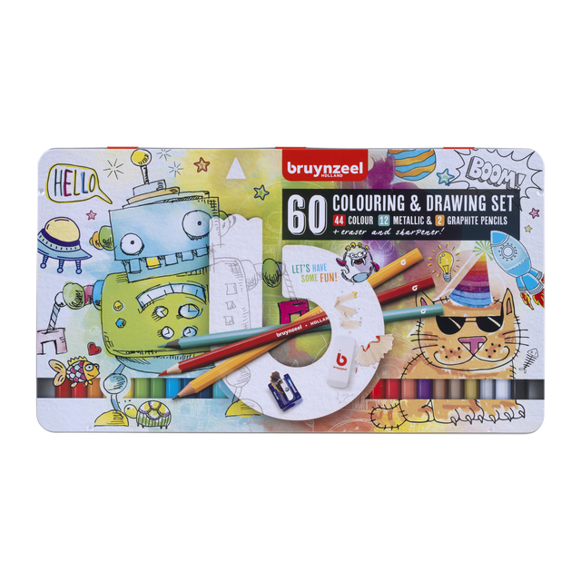 Set dessin Bruynzeel Creatives jeune artiste boîte 60 pièces