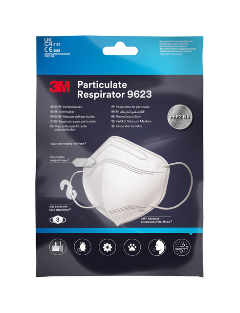 Masque respiratoire 3M anti-particules 9623 FFP2 3 pièces