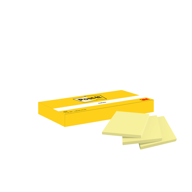 Memoblok Post-it 653 38x51mm geel 3 stuks