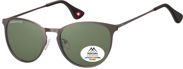 Lunettes de soleil Montana acier mat verre G15 vert polarisé