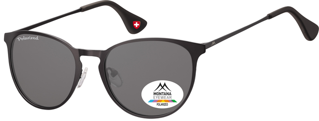 Zonnebril Montana smoke gepolariseerd rond glas en metalen pootje zw