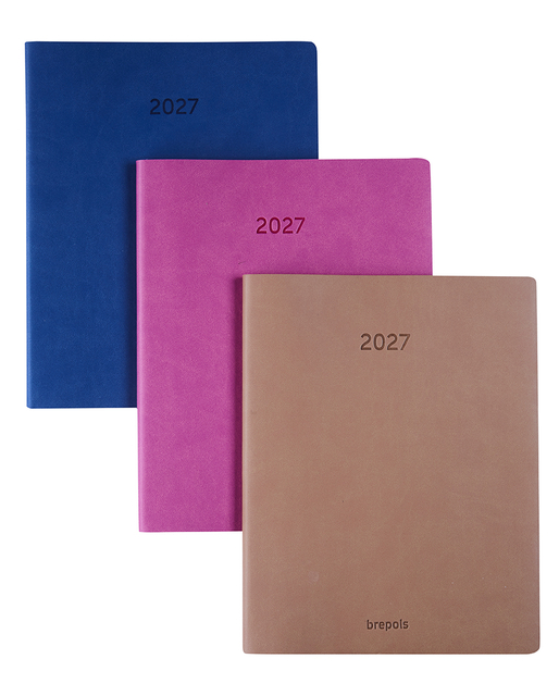Agenda 2027 Brepols Timing Colora 7 jours/2 pages taupe, rose, bleu foncé