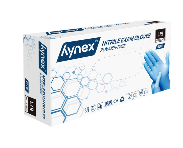 Handschoen Hynex nitril L blauw 3.5g pak à 100 stuks