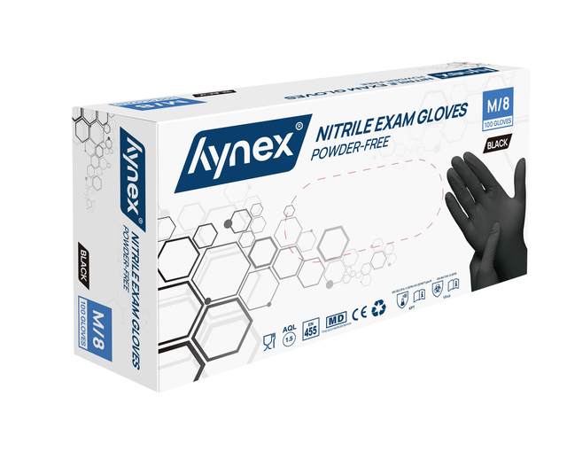 Handschoen Hynex M nitril zwart pak à 100 stuks