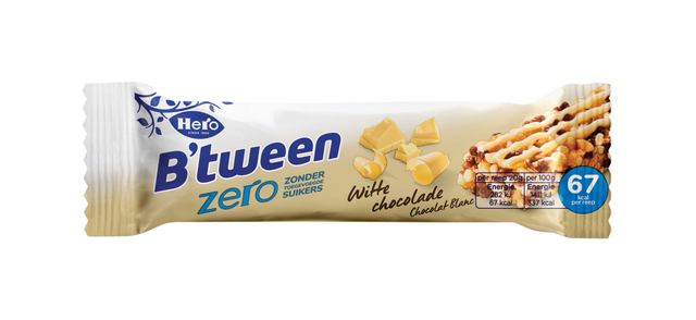 Barre de céréales Hero B'tween chocolat blanc Zero 6 paks barre 25g