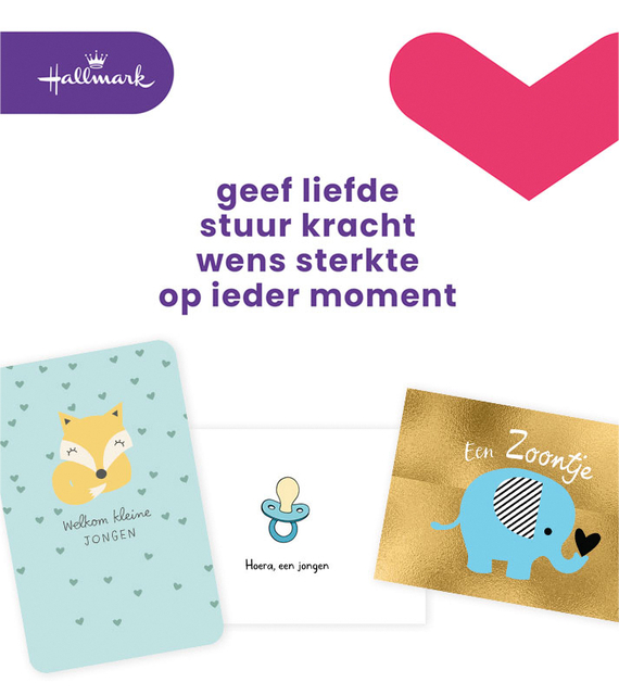 Wenskaart Hallmark navulset geboorte zoon 6 kaarten