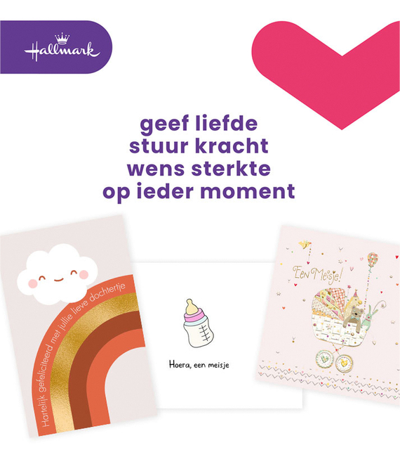 Wenskaart Hallmark navulset geboorte dochter 6 kaarten