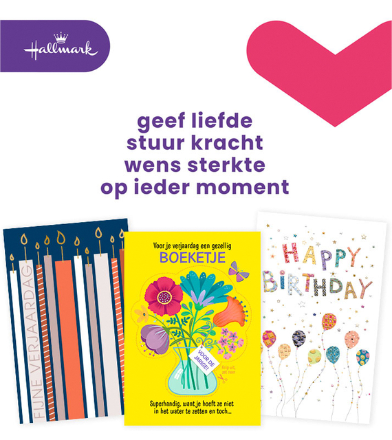 Carte de voeux Hallmark recharge 'Verjaardag' 12 cartes