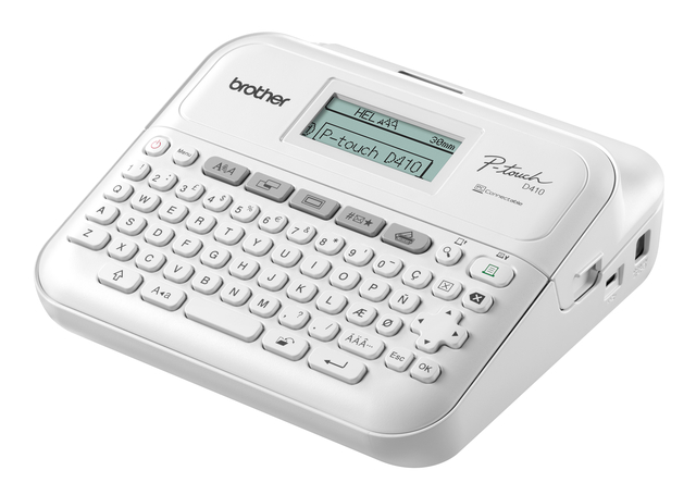 Imprimante d'étiquettes Brother P-touch TZ-e PT-D410 desktop qwerty 18mm blanc coffret