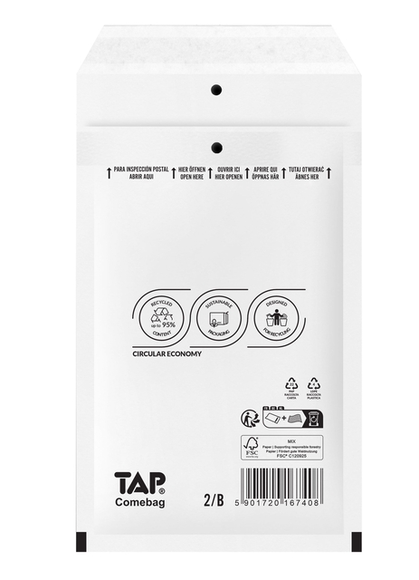 Enveloppe à bulles TAP Comebag n°12 140x220mm blanc 200 pièces