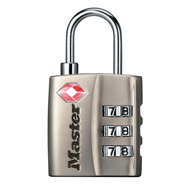 Cadenas Masterlock combinaison 3 chiffres TSA nickelé 30mm