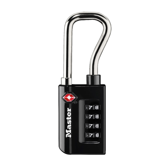 Cadenas Masterlock combinaison 4 chiffres TSA anse longue noir 35mm