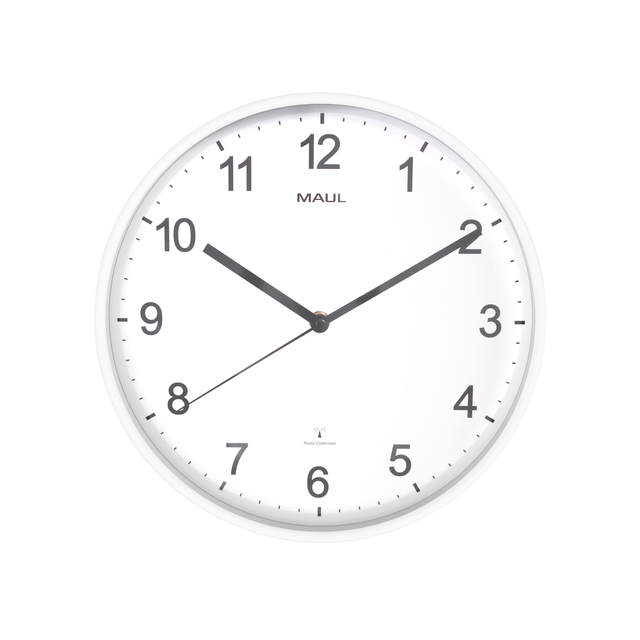 Horloge MAULsprint RC Ø30x5cm plastique blanc/blanc