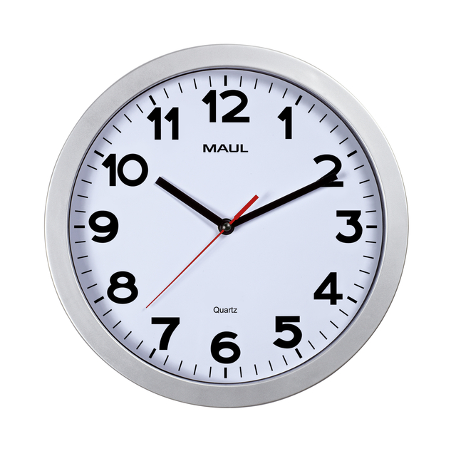 Horloge murale MAULstep Quartz Ø30x5cm plastique Argent/blanc silencieuse