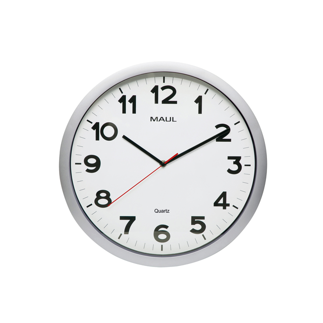 Horloge murale MAULstep Quartz Ø40x5cm plastique Argent/blanc silencieuse