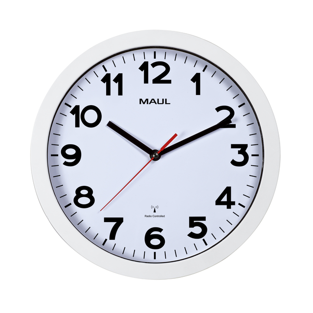 Horloge murale MAULstep RC Ø30x5cm plastique argent/blanc