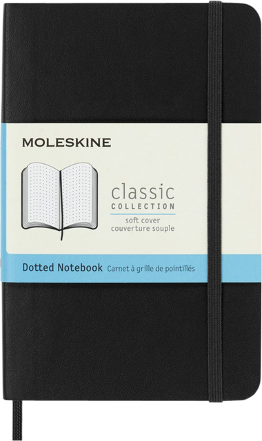 Notitieboek Moleskine pocket 90x140mm dots soft cover zwart