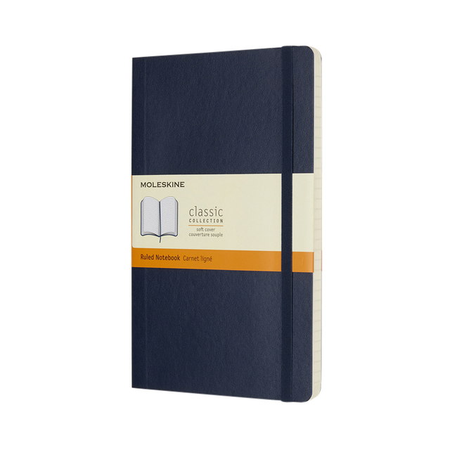 Carnet Moleskine large 130x210mm ligné couverture souple bleu saphir