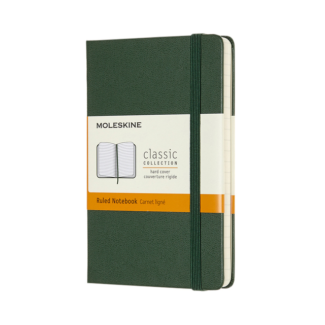 Carnet Moleskine Pocket 90x140mm ligné couverture rigide vert myrte